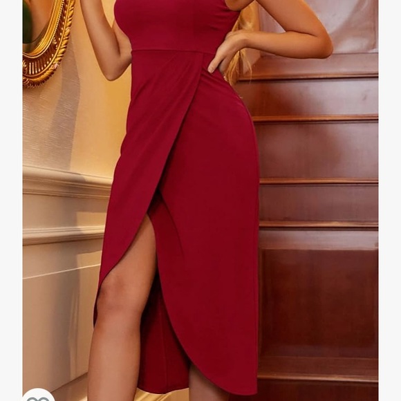 Zalalus Women's Sexy One Shoulder Bodycon Formal Summer  Dress red size small - Picture 2 of 7